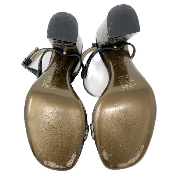 Lanvin Rainbow holographic block heel metallic ankle wrap sandals size 38.5 - Picture 6 of 15